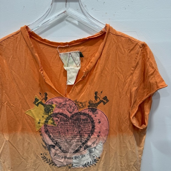 Vintage Y2K Old Navy Orange Heart Printed Tee XXL - Picture 4 of 8
